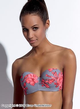 Bandeau-bikinitopp, blomsterprint